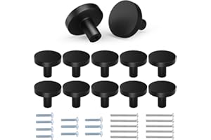 Chuner Schrankknöpfe 10er Set, Möbelknöpfe Schwarze Metall Schubladenknöpfe Türknöpfe Modern Runde Knauf für Schrank, Schubladenknöpfe mit Zweier Arten von Schrauben