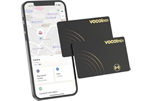 VOCOlinc Air Tracker Card Pack de 2, Slim 1.6mm Smart Tag Bluetooth Compatible con Buscar Apple (Solo iOS, NO para Android), Localizador Buscador de Objetos para Cartera, Maletas, Pasaporte, Negro