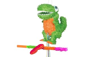 BARCODE BARGAINS T Rex Dinosaur Piñata set -Includes buster and Blindfold - Measures 48cm x 29cm x 14cm - Fill with your own Toys