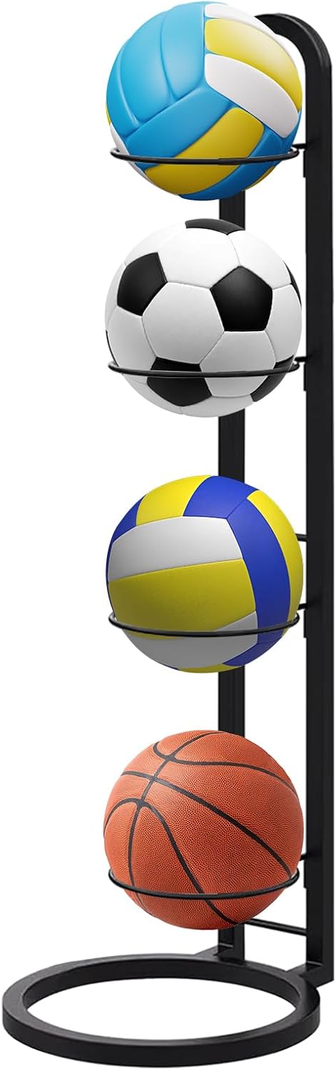 Mikihat Estante de Almacenamiento de Pelotas, Soporte de Exhibición Vertical, Soporte Balon Futbol, Organizador de Pelotas de Garaje Extraíble, para Baloncesto, Fútbol Y Voleibol