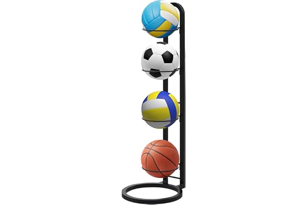 Mikihat Porte Ballon Basket, Rangement Ballon Vertical, Support Ballon Foot, Porte Ballon Basket Amovible, Organisateur D'équipement De Sport Acier Carbone, pour Volley-Ball Football Basket-Ball
