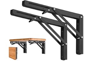 O'woda Staffe Pieghevoli per Tavolo da Muro, 300mm / 12in Staffe per Mensole Pesanti, Salvaspazio Reggimensola Pieghevole da Parete, Carico Massimo: 60 kg, Nero