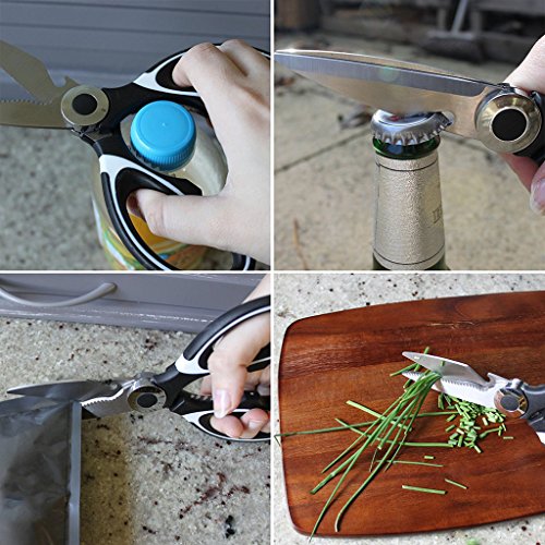 JoHome Küchenschere Edelstahl Razor Sharp Mehrzweckschere mit Wellenschliff Schere Flaschenöffner - 5