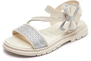 Gavena Girl Sandals Open Toe Summer Shoes Casual Glitter Strap Sandals Beach Pool for Little Kids