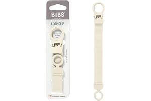 BIBS Loop Schnullerkette – Schnullerband mit Silikon - Für Babys ab 0 Jahren - Praktische Einhandbedienung - Kompatibel mit BIBS Schnullern & Anderen Marken - Maschinenwaschbar, BPA-Frei - Ivory