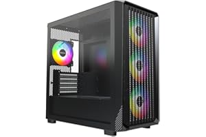 MONTECH X5M Micro ATX Gaming PC Case, High Airflow, 4x120mm ARGB Fans Pre-Installed, Glass Side Panel, Carbon Fiber Printing Details, Black