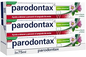 Parodontax, Herbal Sensation, Pasta de Dientes, Ayuda a Detener y Prevenir el Sangrado de Encías, Sabor Menta, Melisa y jengibre , Pack de 3 x 75 ml