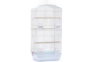 HUOLE Volière Cage à Oiseaux sur roulettes Design Maison perchoirs Portes Plateaux excréments Amovibles métal Pet Products,Cage, Livrée avec Accessoires et Support avec Rangement, 36 * 46 * 92cm