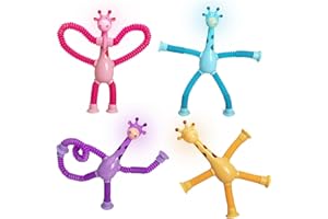 NICERAM Jirafa con Ventosa telescó, Juguete con Ventosa Jirafa telescó, Juguete con Ventosa Jirafa con Tubo elástico Juguete sensorial para niños