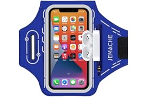 JEMACHE Running Sportarmband für iPhone 14 13 12 11 XR, 14 Pro, Samsung Galaxy S22 S21 S20, Gym Sport Armband mit Airpods Pro Halterung (Navy Blau)