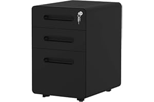 YITAHOME 3-Drawer Rolling File Cabinet, Metal Mobile File Cabinet with Lock, Filing Cabinet Under Desk fits Legal/Letter/A4 Size for Home/Office, Fully Assembled, Black