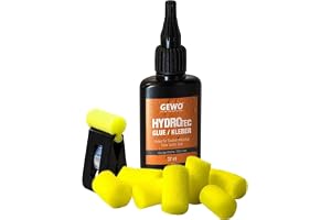 GEWO HydroTec bordtennis vattenbaserat lim – ITTF-godkänt belägglim för bordtennisracket, lösningsmedelsfritt lim för alla TT-beläggningar, med klämma och applikatorsvampar