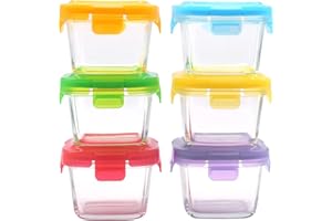 ARSUK Contenedores de Almacenamiento de Alimentos de Vidrio para Bebé 6 x 150ml Bebés Tupperware Cuencos de Destete