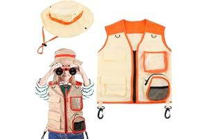 ARTOCT Costume d'explorateur pour enfants, gilet cargo lavable et chapeau, kit d'explorateur en plein air, jeu de rôle pour costumade pour explorateur d'insectes, gardien de zookeeper, parc Ranger
