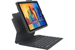 ZAGG Pro Keys Keyboard and Case with Pencil Holder made for Apple iPad 10.2 (7th, 8th, 9th gen), Backlit Laptop Style Keys, QWERTY UK English, Auto Sleep/Wake Function, Black/Gray