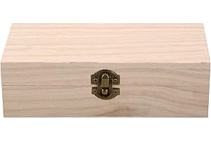 CATIME Drewniane pudełko, drewniane pudełko z pokrywką, małe naturalne drewniane pudełko do przechowywania jako pudełko prezentowe, skrzynka na skarby, pudełko na biżuterię do dekoracji malarskiej DIY (20 x