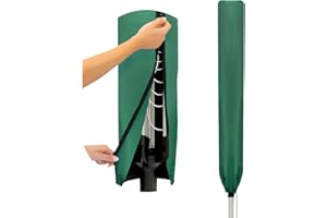 Flatro Rotary Washing Line Cover Waterproof - Universal Fit with Zip and Drawstring to Tighten - Weather Resistant and Great Protection Parasol Cover for Garden Dryer and Airer (Green)