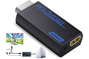 Azuxreza Wii to HDMI Converter,Wii HDMI Adapter 1080P, Output Video Audio HDMI Converter with 3.5mm Audio Jack&HDMI Output Supports All Wii Display Modes 720P NTSC Compatible with Wii,Wii U,HDTV