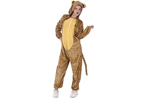 Rubies Disfraz Leopardo para adulto, Talla única, Jumpsuit con capucha y cola, Oficial Rubies, para Carnaval, Navidad, Cumpleaños, Fiestas y Halloween