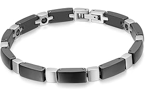 OIDEA Bracciale Braccialetto per Uomo Semplice ed Elegante Bracciale Catena in Acciaio Inox Grande Larghezza Ceramica Bianco Regalo Perfetto