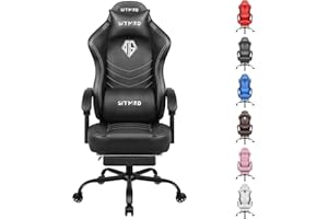 SITMOD Gaming Chair Big and Tall Computer Chair Gaming Chair with Footrest, Office Chair Lumbar Support Height Adjustable Game Chair with 360°-Swivel Seat and Headrest for Office or Gaming-Black