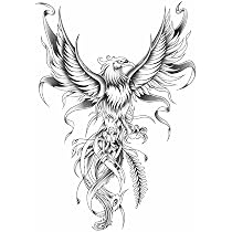 5 Stück Phoenix On Fire Tattoo-Aufkleber Semi-permanent – Wasserdicht, Pflanzenbasierte Tinte, Hautfreundlich