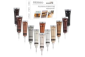 SEISSO Kit de Réparation de Retouche de bois 12 pièces Kit de Réparation de Rayures pour Meubles, Sols en Bois, Table, Porte, Placard Facile à Restaurer Toutes les Surfaces en Bois