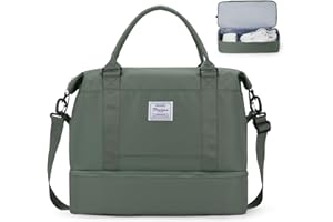 WEPLAN Cabin Bag 45x36x20 for Easyjet Airlines Underseat Cabin Bag Ryanair 40x20x25 Travel Bag Holdall Bag Carry on Hand Luggage Weekend Bag for Women Men,Dry Wet Seperated Sport Gym Bag Tote Bag,Army Green