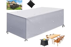 MOZTBH Jardín Funda de Muebles de Jardín, Impermeable 420D Oxford Funda Mesas Copertura, Rectangular Cubierta de Mesa Anti-UV Resitente al Polvo Protección Muebles, Sillas- Silver||20x20x20cm(LxWxH)