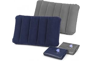 Yeheap Teouuas 2 stycken uppblåsbar kudde, 43 x 27 cm, uppblåsbar flockad kudde, campingkudde, uppblåsbar kudde, bärbar uppbl