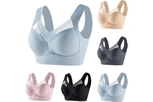 YESOK 1/2/3/4/5pc Soutien Gorge sans Armature Soutien Gorge de Sport Femme Couleur Unie Grandes Tailles sans Couture sans Fil en Push Up Brassiere Sport Femme Confortable pour Quotidien Sport Yoga