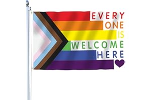 YOEYANG DOMINICK Progress Pride Flag,Esportic Regenbogen Flagge,LGBT Regenbogen Gay Flagge,Rainbow Pride Flag Lesbian Gay Parade Home Dekoration Weatherproof Gay Pride Flag With Brass Eyes(150x90cm)