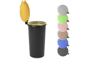 KUEFA VL 60l Müllsackständer, Mülleimer, Sammelbehälter mit Scharnierdeckel für den Gelben Sack, Pfandflaschen, Leergut (1, Gelb)