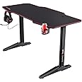 Trust Gaming Desk 140 x 66 cm GXT 1175 Imperius - XL Gaming Table with Desk-size Mouse Pad, Cable Management System, Headset & Cup Holder, Large Computer Desk, Office, PC - Black [Amazon Exclusive]