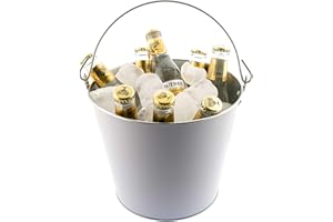 Koala Spain (6 Unidades) Cubos de metal con asa, Color Blanco, Cubitera para Enfriar 8 Cervezas, 5 Litros