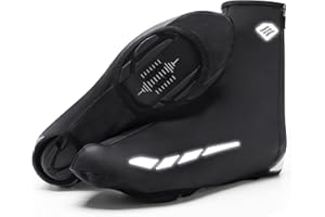 ‎SANTIC Santic Fahrrad Überschuhe Winter mit Reißverschluss Rennrad Uberschuhe Thermo Radsport PU-Leder Kälteschutz Wasserdicht Reflektierend Schuhüberzieher für Damen Herren