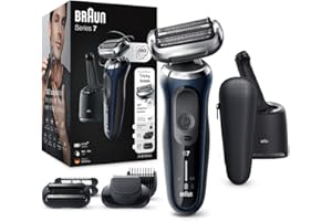 Braun Series 7 golarka męska z regulacją 360°, golarka elektryczna i trymer do brody, 3-dniowy trymer do brody, stacja czyszcząca, AutoSense, funkcja EasyClick, 70-B7850cc, niebieska