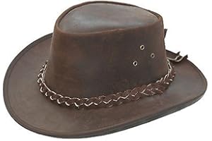 LESA COLLECTION Kids Leather Cowboy Western Style Bush Hat Brown Boys or Girls