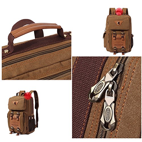 Kaukko Classic Canvas Backpack with 2 Side Pockets, College School Laptop Bookbag, Satchel, Hiking Bag, Fit 15.6″ Laptop, Straps Reinforced - 4