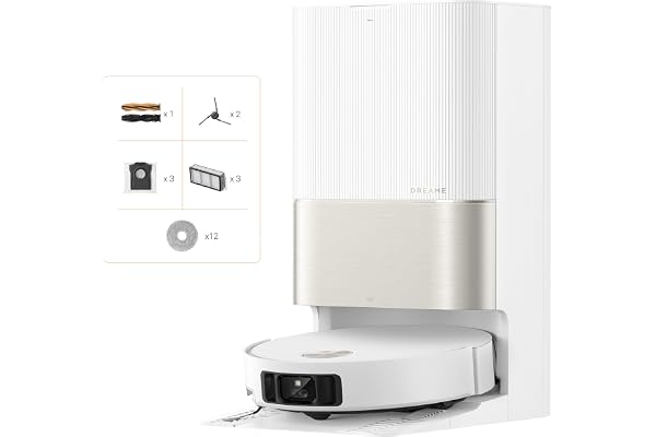 DREAME X50 Ultra Complete Robot Aspirateur Avec Station, 20000 Pa, 6 cm d'Escalade, 89 mm Fin, Brosse Latérale Extensible Et Serpillière, Nettoyage À 80°C, Brosse Double et Brosses Latérales Amovibles
