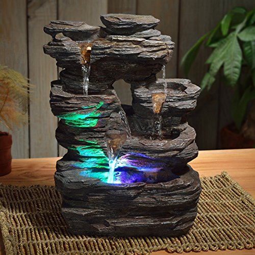 Indoor Water Feature Fountain Piedra with color changing LED 35 cm