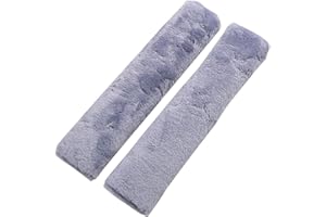 SUNTRADE 2 x weiche Lammfell-Autositzgurt-Abdeckung für Sicherheitsgurt, Schulterpolster für Erwachsene und Kinder, geeignet für Autositzgurt, Rucksack, Schultertasche (Grau)