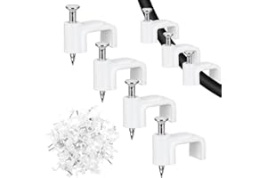 JIEYAO 100 clip bianche piatte per cavi Ethernet da 8 mm, clip da parete per cavi coassiali, clip per altoparlanti, chiodi, clip per la gestione dei cavi Ethernet (8 mm)