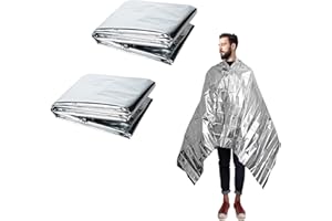 CODKU Emergency Blanket,2 Pack Emergency Foil Blanket Heat Survival Reflective Thermal Blanket,Survival Blankets Silver Emergency Blankets for Camping Hiking Outdoor Survival Marathons First Aid,210 x 160cm