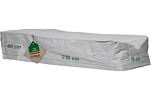Mehr Garten Premium Protect Abdeckung Sonnenliege 210x75x40 cm, hellgrau, atmungsaktives 2-lagiges Polyestergewebe, Schutzhülle für Gartenliege wasserdicht und UV-beständig