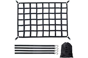 TOOSOAR Ladeflächennetz, Netz für Anhänger, Gepäcknetz für Lastkraftwagen, mit Vier Befestigungslaschen, Verstellbar Frachtnetz Ladenetz Organizer, 208 * 127 cm