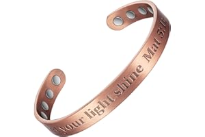 EnerMagiX Copper Magnetic Bracelets for Men Women, 99.9% Solid Copper Magnetic Cuff Bangle with Powerful Magnets