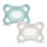 MAM Comfort Pacifier for Babies 3-12 Months, Neutral, 2 pcs | With Symmetrical Teat, Extra Small and Slim Neck of Soft Silico