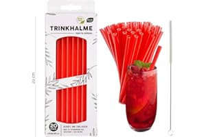 MEG Cannucce riutilizzabili Premium 20 pezzi, 20 cm, rosso, made in Germany, riutilizzabili e lavabili in lavastoviglie con spazzola per la pulizia, ideali anche per bambini (rosso, 20)