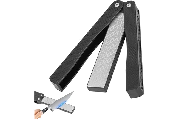 Aiguiseur Couteaux Diamant Double Face, Pliant Manuel Ciseaux Aiguiseurs Épais Ultra Fin 400/600 Grain Diamant Aiguiseur Cuisine Affuteur De Couteaux Eguiseur De Couteau Extérieur Outil D'aiguisage